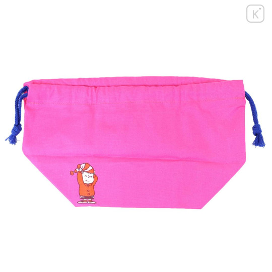 Japan Peanuts Drawstring Pouch & Lunch Bag - Snoopy : Winter Blue Pink - 2