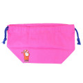 Japan Peanuts Drawstring Pouch & Lunch Bag - Snoopy : Winter Blue Pink - 2