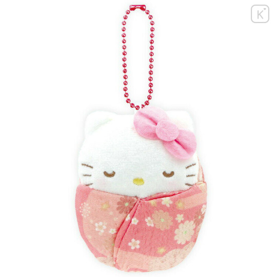Japan Sanrio Ball Chain Swaddle Mascot - Hello Kitty : Japanese Pattern - 1