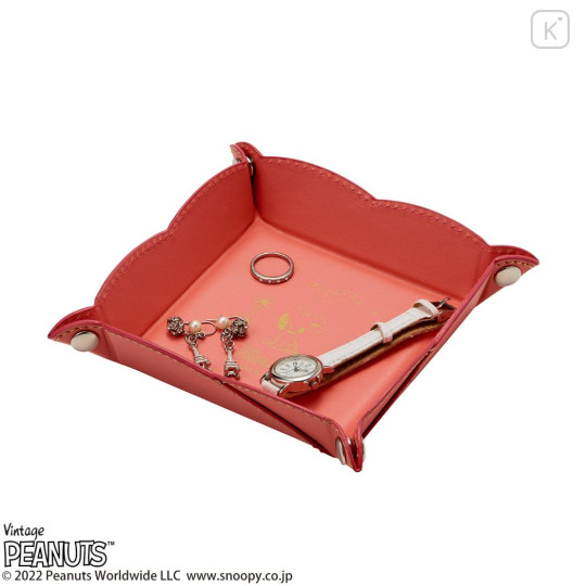 Japan Peanuts Desk Organizer Accessory Tray - Snoopy : Orange Wondering That Buzz - 3