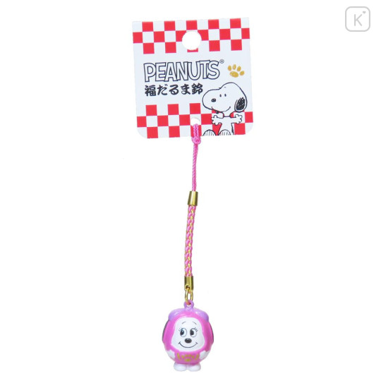 Japan Peanuts Tiny Charm Face-shaped Bell Netsuke - Snoopy : Sister Lucky Daruma - 1