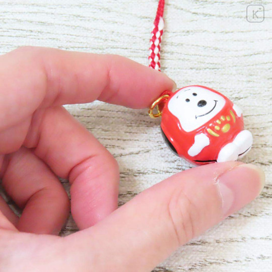 Japan Peanuts Tiny Charm Face-shaped Bell Netsuke - Snoopy : Lucky Daruma - 2