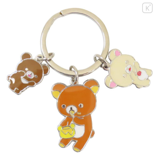 Japan San-X Metal Charm Keychain - Chairoikoguma & Korilakkuma & Rilakkuma : Honey New Friend - 1