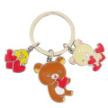 Japan San-X Metal Charm Keychain - Kiiroitori & Korilakkuma & Rilakkuma : Red Heart Love - 1