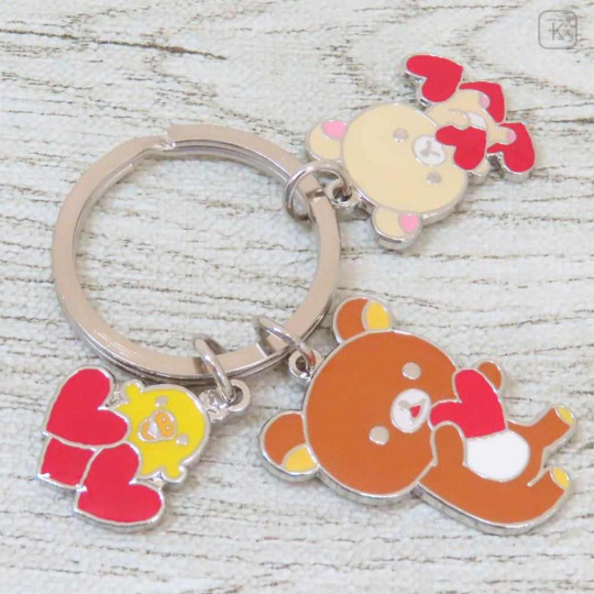 Japan San-X Metal Charm Keychain - Kiiroitori & Korilakkuma & Rilakkuma : Red Heart Love - 2
