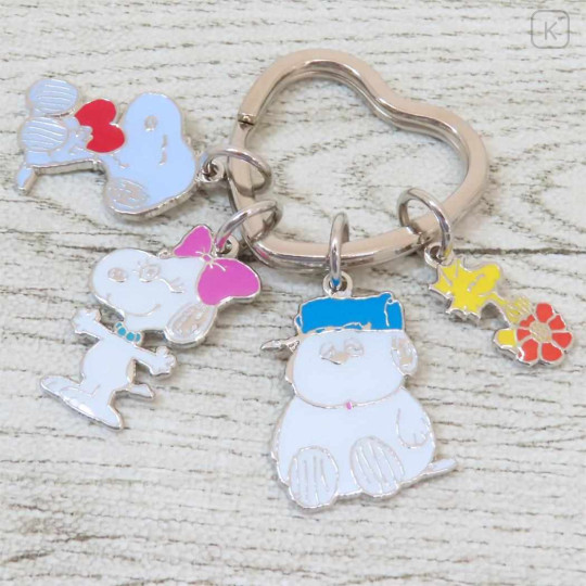 Japan Peanuts Metal Charm Keychain - Snoopy & Woodstock : Sibling Love - 2