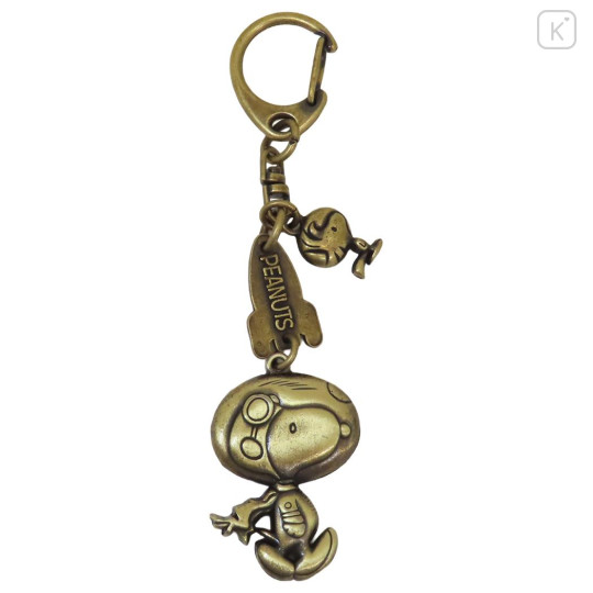 Japan Peanuts Die-cast Metal Keychain - Snoopy & Woodstock : Astronaut Brass - 1