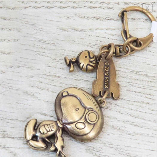 Japan Peanuts Die-cast Metal Keychain - Snoopy & Woodstock : Astronaut Brass - 2