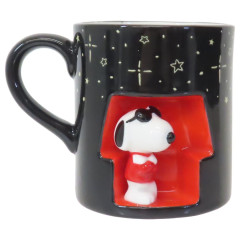 Japan Peanuts Famous Scene Mug - Snoopy : Joe Cool Starry Star Night