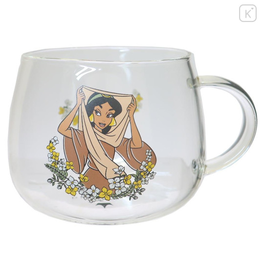 Japan Disney Glass Mug - Jasmine : Flower - 1