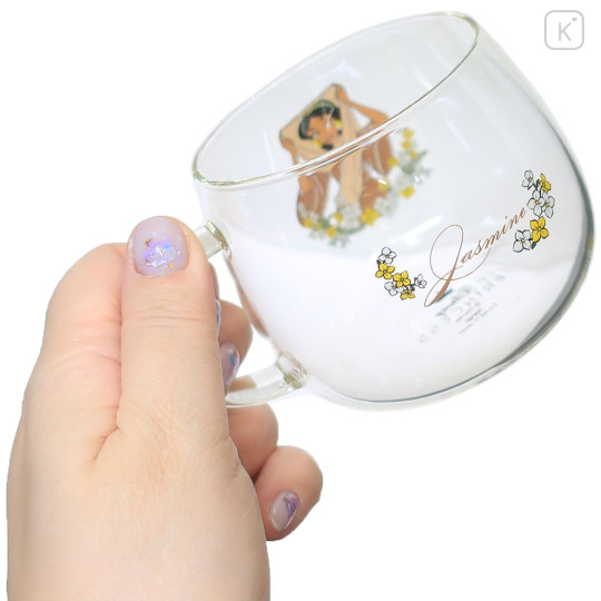 Japan Disney Glass Mug - Jasmine : Flower - 2