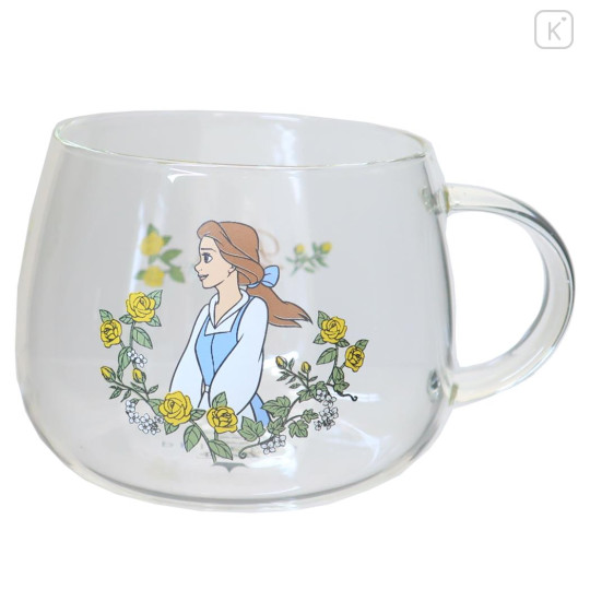 Japan Disney Glass Mug - Belle : Flower - 1