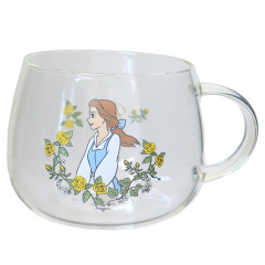 Japan Disney Glass Mug - Belle : Flower