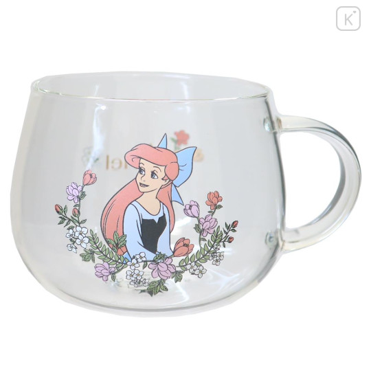 Japan Disney Glass Mug - Ariel : Flower - 1