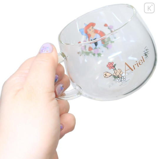 Japan Disney Glass Mug - Ariel : Flower - 2