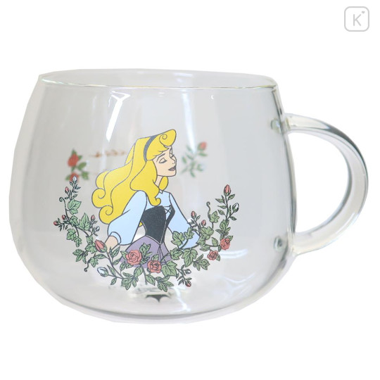 Japan Disney Glass Mug - Aurora : Flower - 1