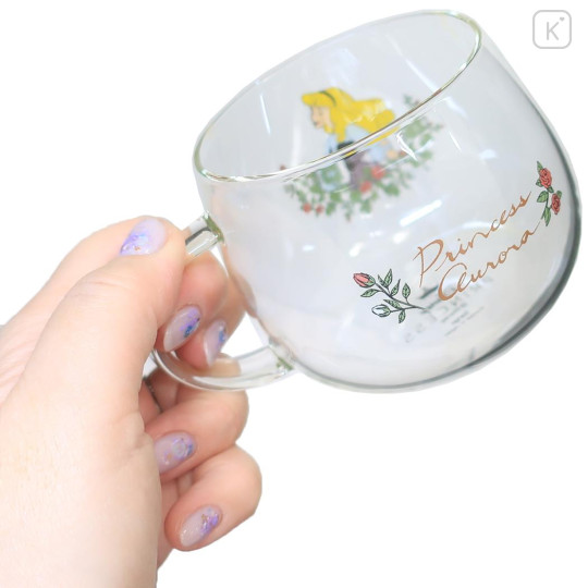 Japan Disney Glass Mug - Aurora : Flower - 2