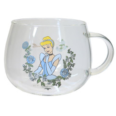 Japan Disney Glass Mug - Cinderella : Flower