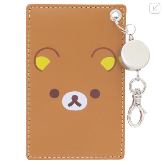 Japan San-X Pass Case Card Holder & Reel - Rilakkuma : Face - 1