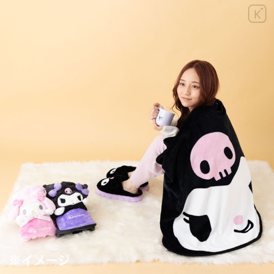 Japan Sanrio Original Face-Shaped Blanket - Kuromi : Flannel - 3