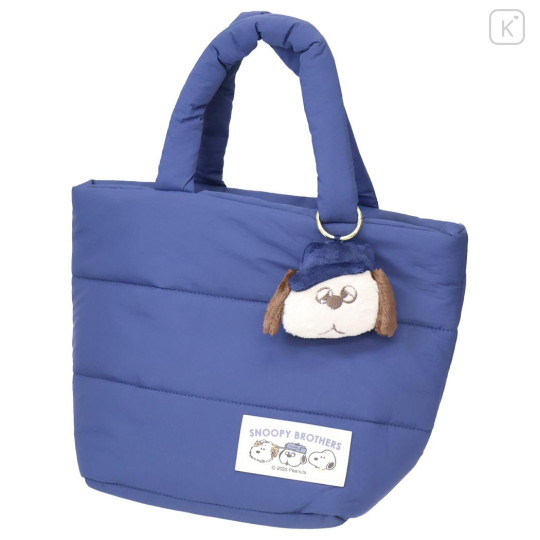 Japan Peanuts Mini Tote Bag - Snoopy : Brother Olaf Navy Mascot Carabiner - 1