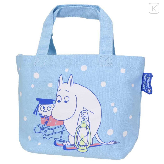 Japan Moomin Mini Tote Bag - Little My & Moomintroll : Snow Light Blue - 1