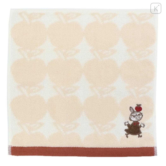 Japan Moomin Embroidered Mini Towel Handkerchief - Little My : Apple Beige Brown - 1