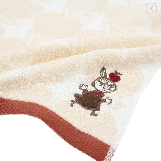 Japan Moomin Embroidered Mini Towel Handkerchief - Little My : Apple Beige Brown - 2