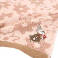 Japan Moomin Embroidered Mini Towel Handkerchief - Little My : Flower Pink Brown - 2