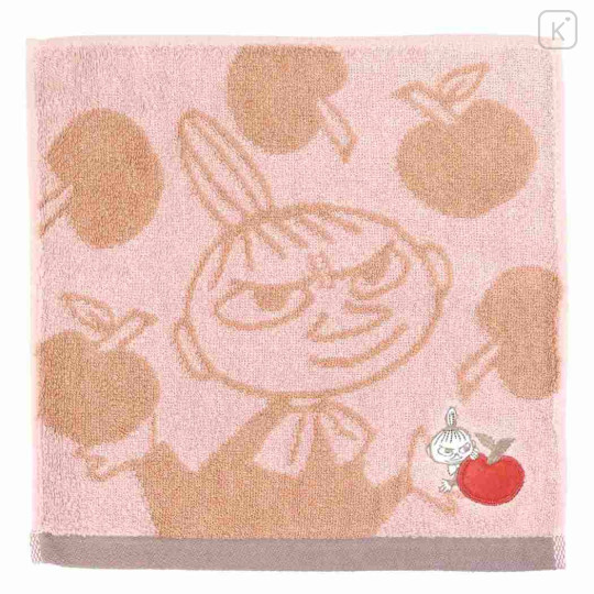 Japan Moomin Embroidered Mini Towel Handkerchief - Little My : Apple Pink Brown - 1