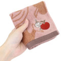 Japan Moomin Embroidered Mini Towel Handkerchief - Little My : Apple Pink Brown - 3