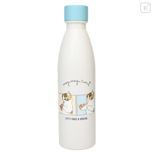 Japan Mofusand Insulated Stainless Steel Sparkling Water Bottle 530ml - Cat Break Time Pizza - 1