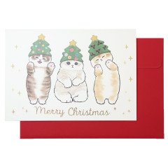 Japan Mofusand 3D Greeting Card - Cat Christmas Tree Reindeer Riding