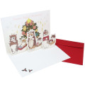 Japan Mofusand 3D Greeting Card - Cat Christmas Tree Reindeer Riding - 2