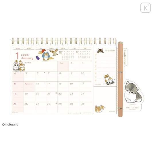 Japan Mofusand Desk Calendar & To Do List - 2026 Cat Illustration - 1