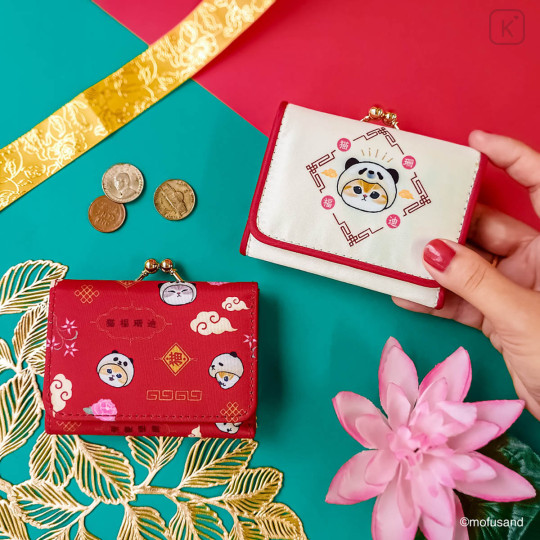 Japan Mofusand Compact Wallet - Panda Cat Nyan Ivory - 2