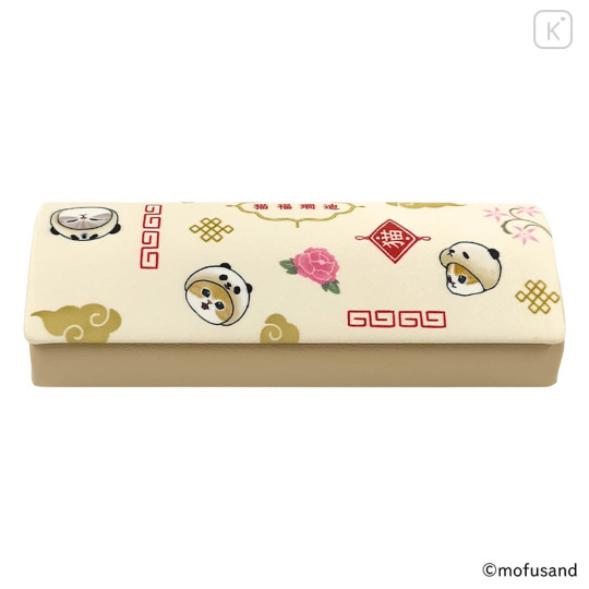 Japan Mofusand Glasses Case - Panda Cat Nyan Ivory - 3