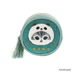 Japan Mofusand Round Mesh Pouch - Panda Cat Nyan Blue