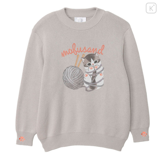 Japan Mofusand Crew Neck Sweater (L) - Cat Yarn Ball Grey - 1