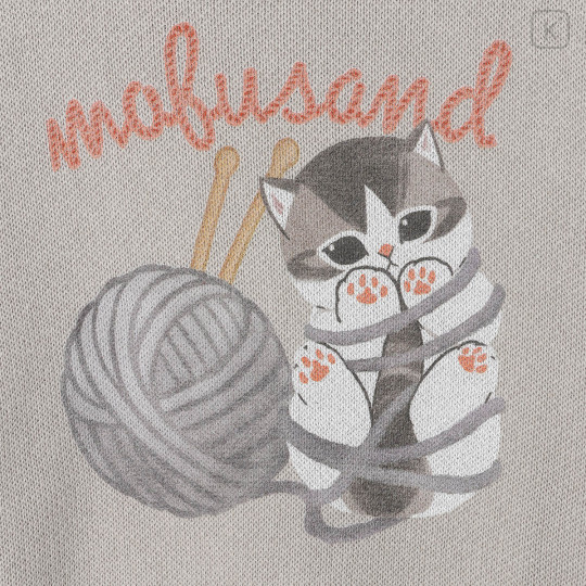 Japan Mofusand Crew Neck Sweater (L) - Cat Yarn Ball Grey - 7