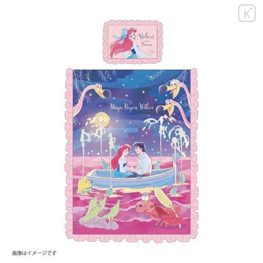 Japan Disney Ruffle Duvet Cover & Pillowcase Set - Ariel & Prince Magic Begin - 3