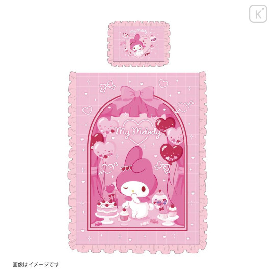 Japan Sanrio Ruffle Duvet Cover & Pillowcase Set - My Melody : Pink Party - 3