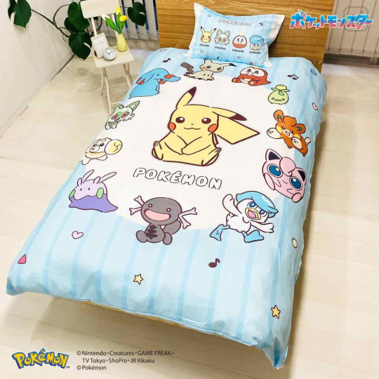 Japan Pokemon Duvet Cover & Pillowcase Set - Characters : Blue Striped - 1