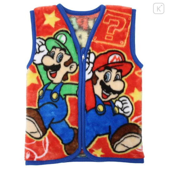 Japan Super Mario Kids Wearable Blanket Fluffy Coral Fleece - Super Mario Brothers Red Blue - 1