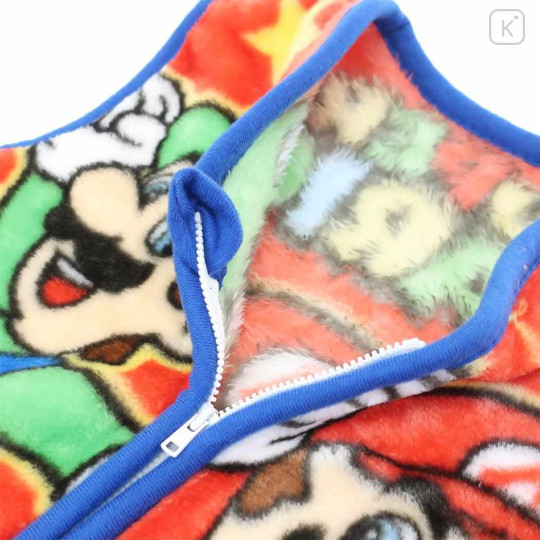 Japan Super Mario Kids Wearable Blanket Fluffy Coral Fleece - Super Mario Brothers Red Blue - 3
