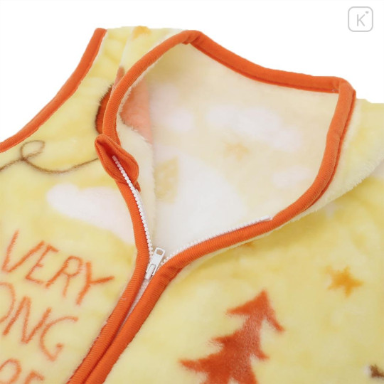 Japan Disney Kids Wearable Blanket Fluffy Coral Fleece - Piglet & Pooh : Long Expore - 3