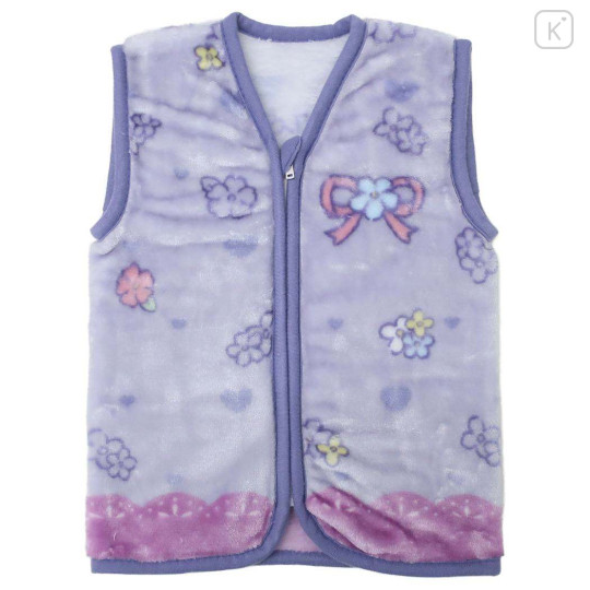 Japan Sanrio Kids Wearable Blanket Fluffy Coral Fleece - Kuromi : Flower Purple - 1