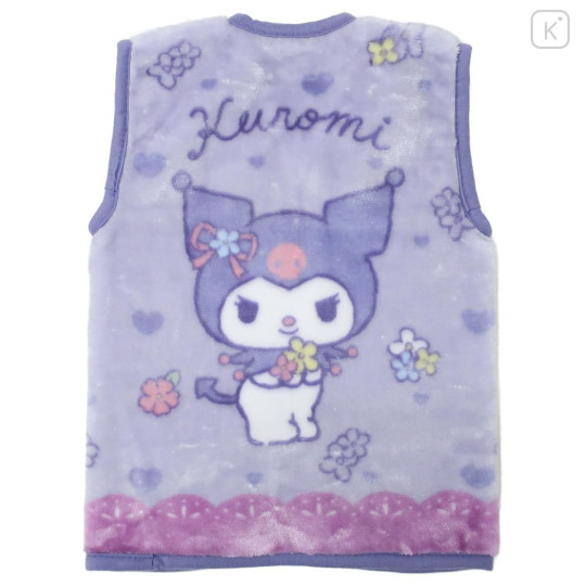Japan Sanrio Kids Wearable Blanket Fluffy Coral Fleece - Kuromi : Flower Purple - 2