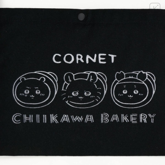 Japan Chiikawa Shoulder Crossbody Bag - Chiikawa & Furuhonya Kani-chan & Momonga : Chiikawa Bakery Cornet Trio Black - 3