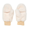 Japan Sanrio Original Faux Fur Mittens with Mascot - Hello Kitty : Ivory - 2